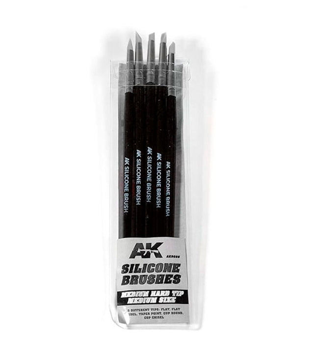 AK Interactive 9086 Medium Tip Medium Size Silicone Brushes 5 Pack