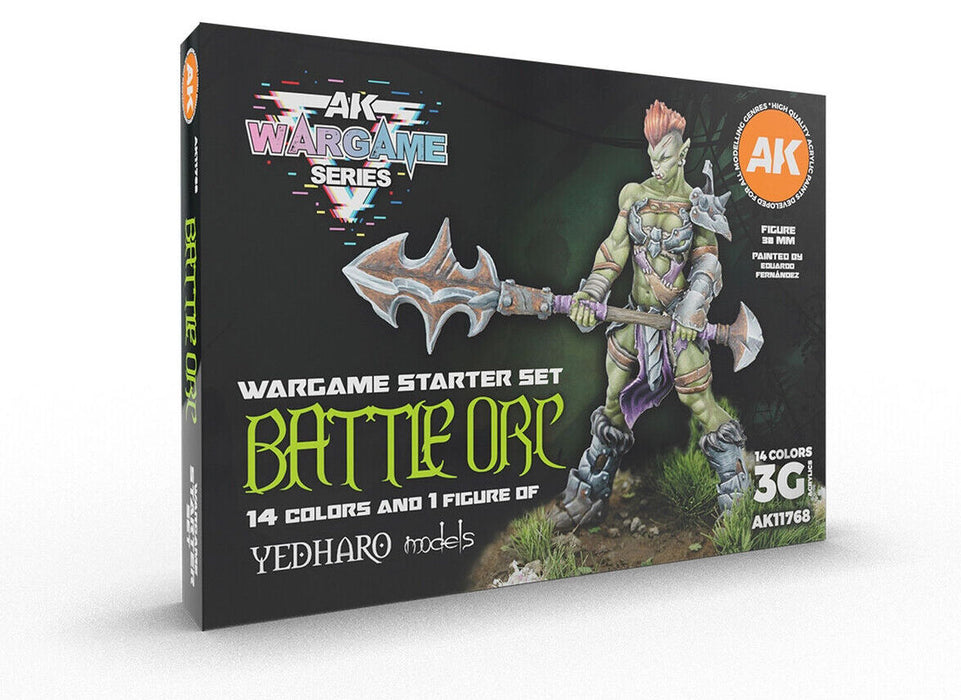 AKI 11768 Wargames Starter Set: Battle Orc 3G Acrylic Paint (14 Colors —  White Rose Hobbies