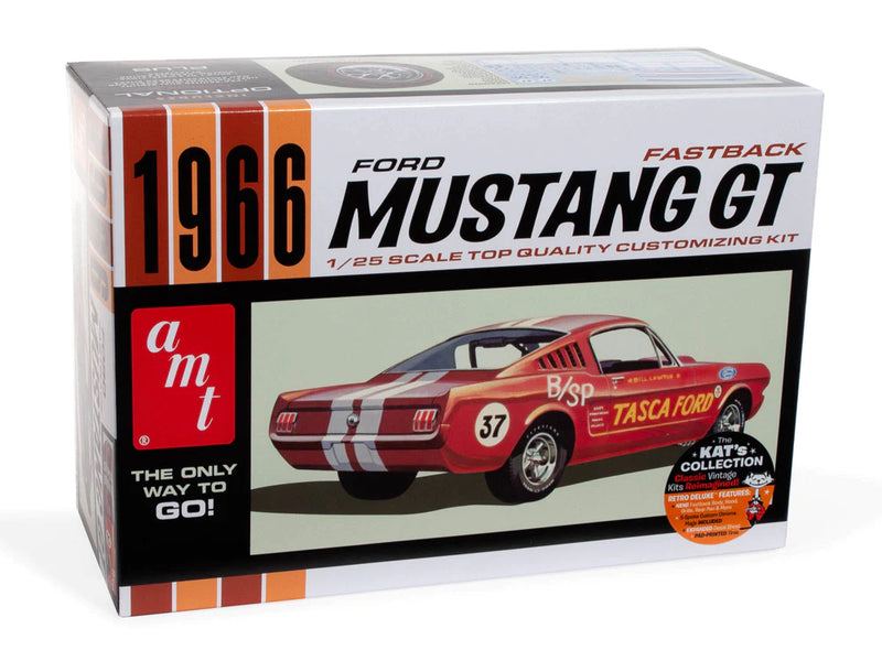 amt 1305 1/25 1966 Ford Mustang Fastback Model Car Kit — White