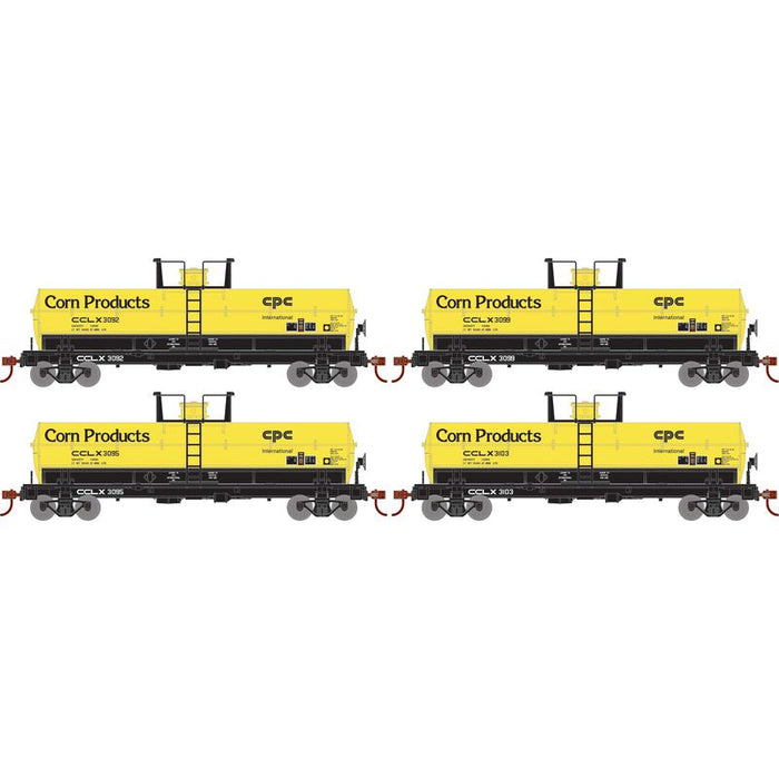 Athearn RTR 1300 HO Scale Chemical Tank Crystal Car Line CCLX 4-Pack