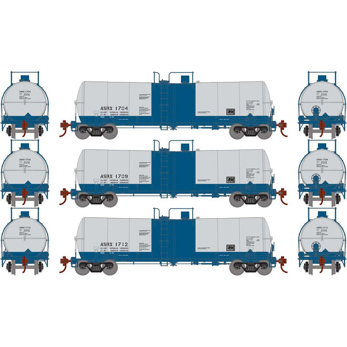 Athearn RTR 16395 HO Scale 16k Clay Slurry Tank Car Amstar ASRX 3 Pack