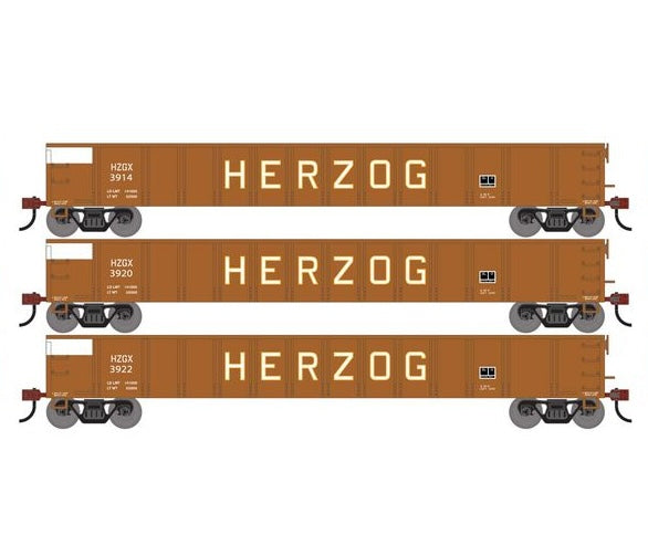 Athearn RTR 1864 HO Scale 52' Mill Gondola Herzog HZGX 3-Pack — White ...