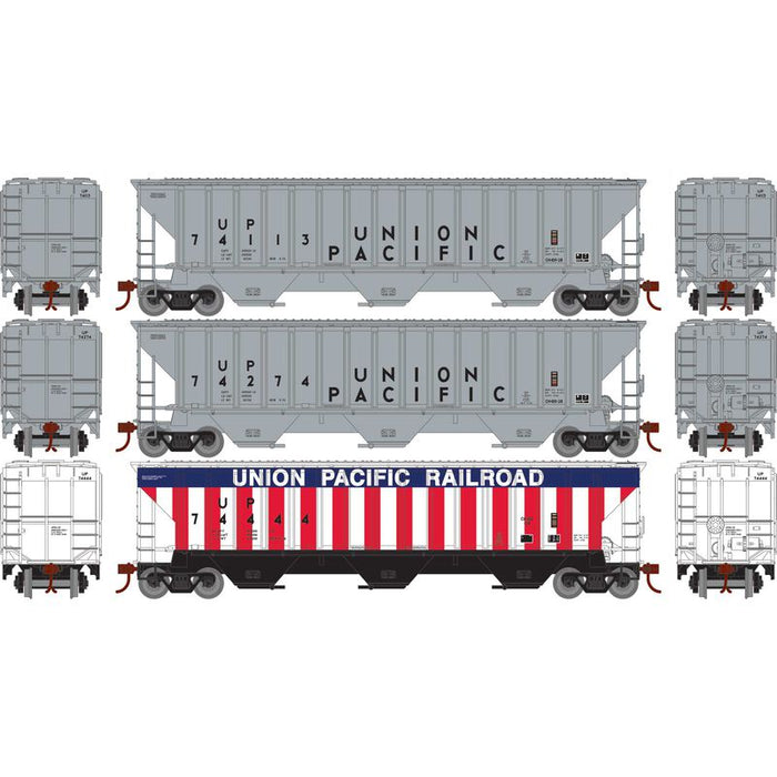 Athearn RTR 22263 HO Scale PS 4740 Covered Hopper Union Pacific UP 3-Pack