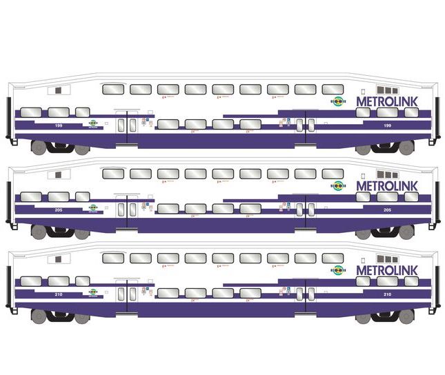 Athearn RTR 29706 HO Scale Bombardier Coach Metrolink As Delivered SCAX 3 Pack