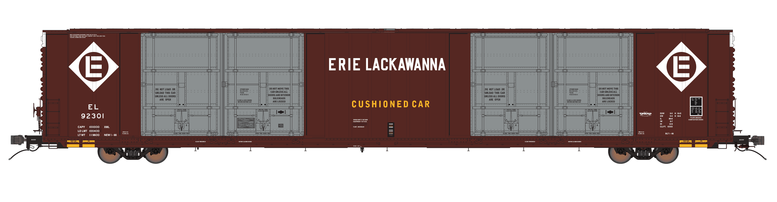 Class One Model Works FC00412 HO Scale Thrall 86' 8 Door Boxcar Erie Lackawanna EL 92301