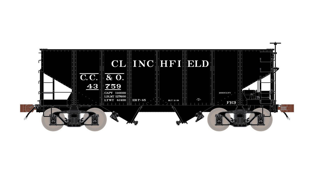 Fox Valley Models 15015 HO Scale USRA 55-Ton 2-Bay Open Hopper Clinchfield CRR/CC&O 44385