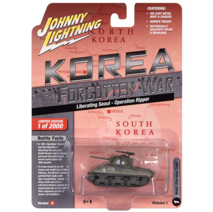 Johnny Lightning JLML009 Korea The Forgotten War Version B M4A3 Sherman Tank