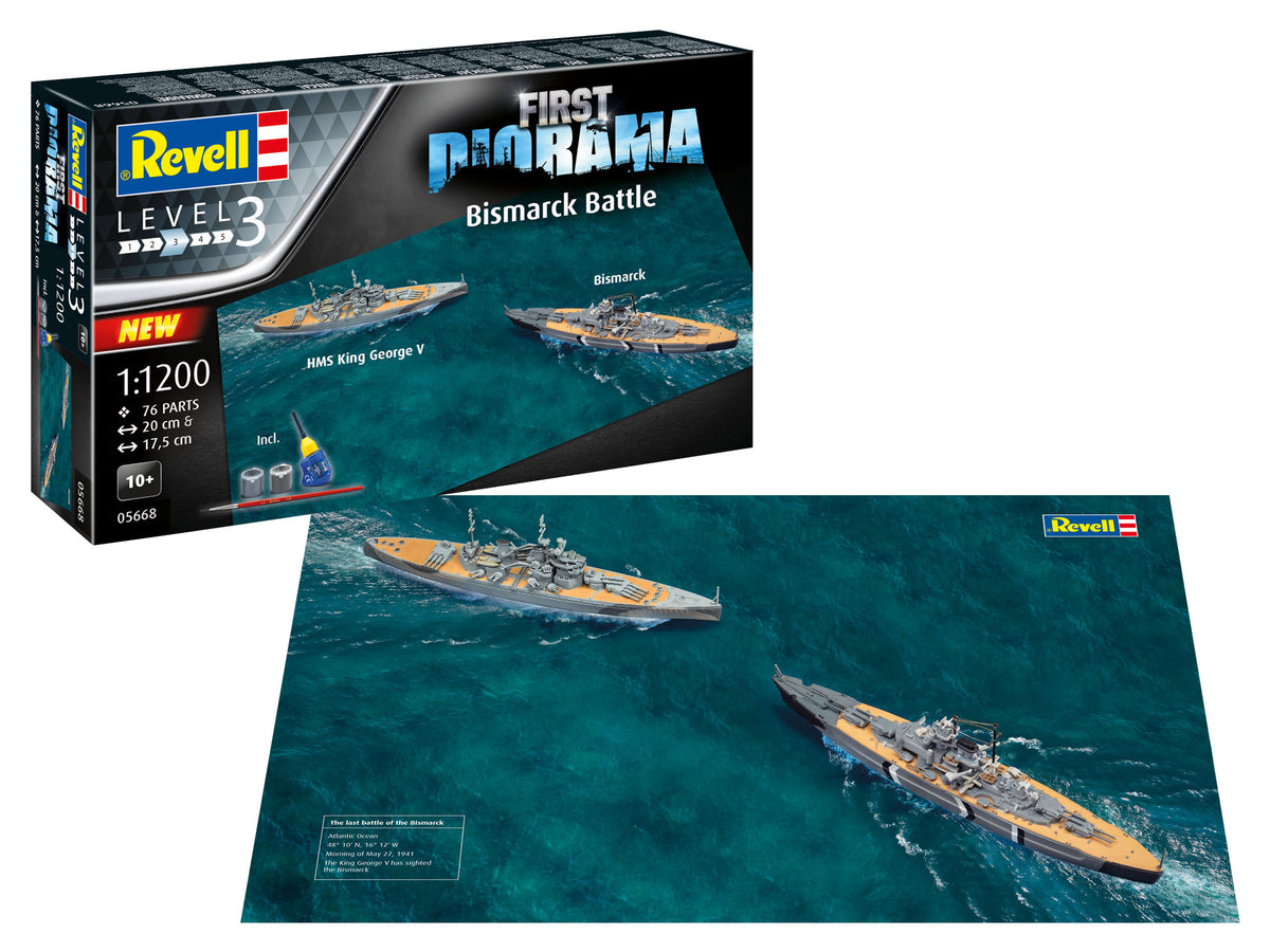 Revell 5668 1/1200 German Bismarck & HMS King George V Diorama Set ...