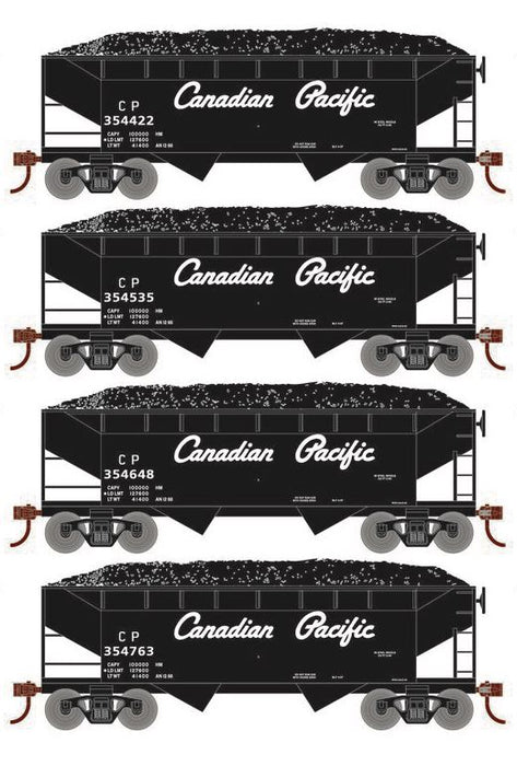 Roundhouse 1007 HO Scale 34' Offset Open Hopper Canadian Pacific CP 4-Pack #2