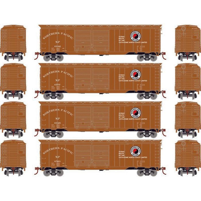 Roundhouse 1014 HO Scale 50' Double Door Boxcar Northern Pacific NP 4-Pack #1