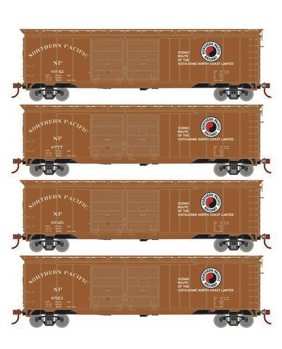 Roundhouse 1014 HO Scale 50' Double Door Boxcar Northern Pacific NP 4-Pack #1