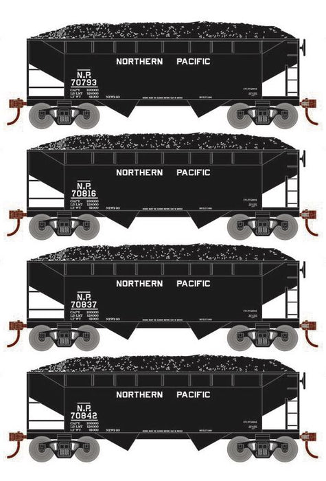 Roundhouse 1026 HO Scale 34' Offset Open Hopper Northern Pacific NP 4-Pack #2