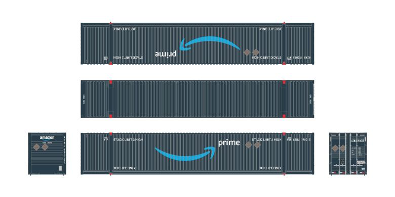 ScaleTrains 11584 HO Scale CIMC 53' Dry Container Amazon Prime AZNU 3 Pack #1