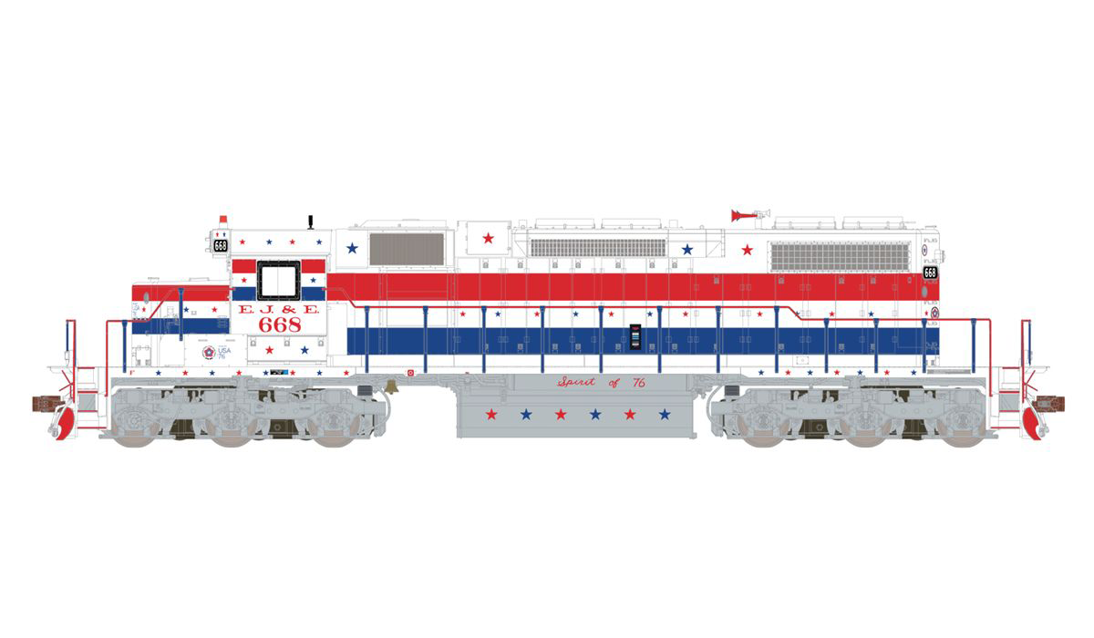 ScaleTrains 33128 HO Scale EMD SD38-2 Diesel Elgin Joliet and Eastern "Bicentennial" EJ&E 668 - DC