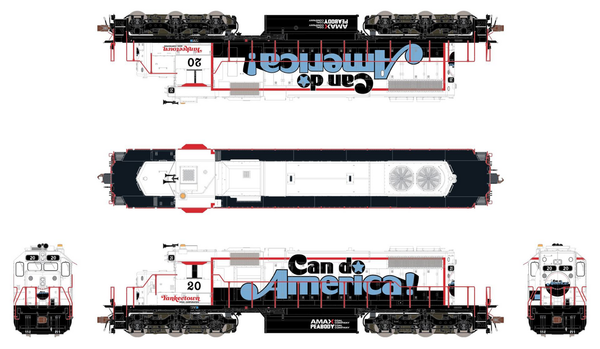 ScaleTrains 33159 HO Scale EMD SD38-2 Diesel Yankeetown Docks "Can Do America" 20 DCC Loksound