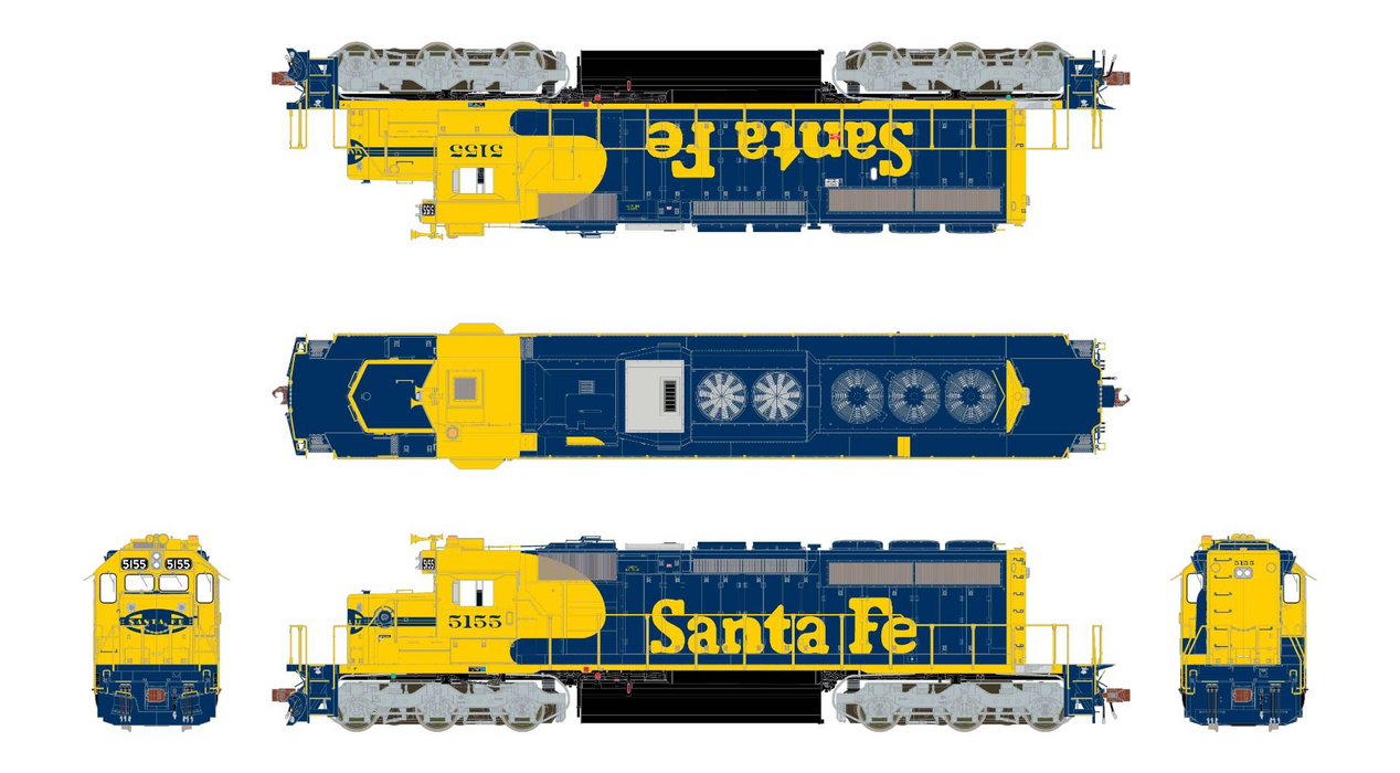 ScaleTrains Rivet 38772 HO Scale EMD SD40-2 Santa Fe ATSF 5155 - DC