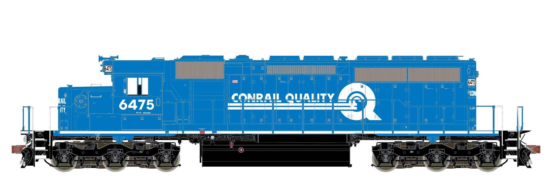 ScaleTrains Rivet 38801 HO Scale EMD SD40-2 Conrail Quality CR 6475 - DCC & Sound