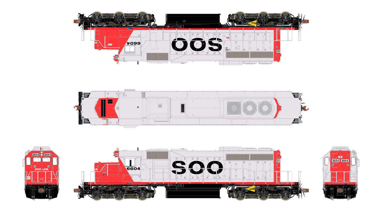 ScaleTrains Rivet 38829 HO Scale EMD SD40-2 SOO Line 6604 - DCC & Sound