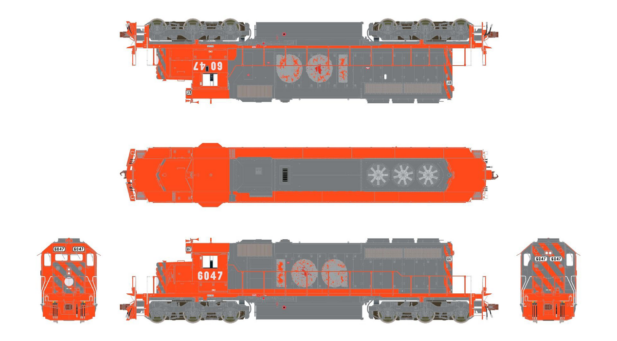 ScaleTrains Rivet 39039 HO Scale EMD SD40-2 Ex-ICG Patched/Faded EMD 6047 - DCC & Sound