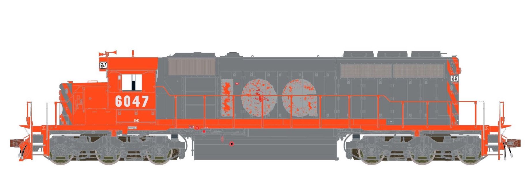 ScaleTrains Rivet 39040 HO Scale EMD SD40-2 Ex-ICG Patched/Faded EMD 6047 - DC