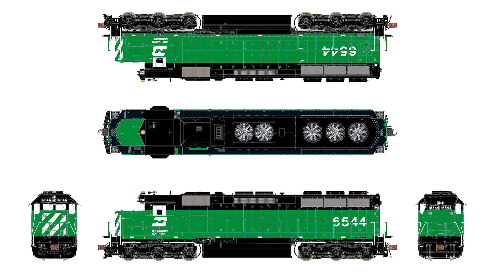 ScaleTrains Rivet 39755 HO Scale EMD SD45 Phase III Burlington Norther ...