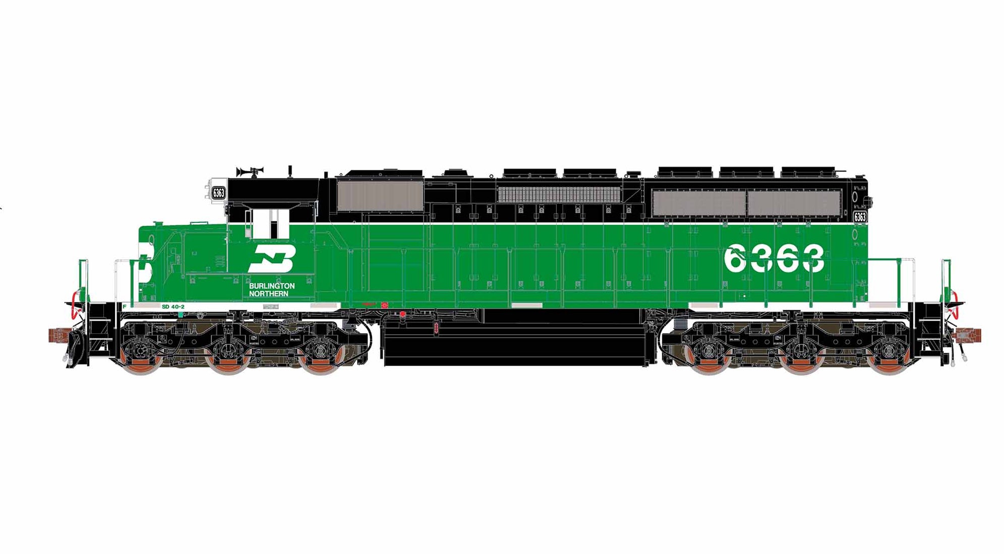 Scaletrains Rivet 40761 Ho Scale Emd Sd40-2 Burlington Northern Bn 636 