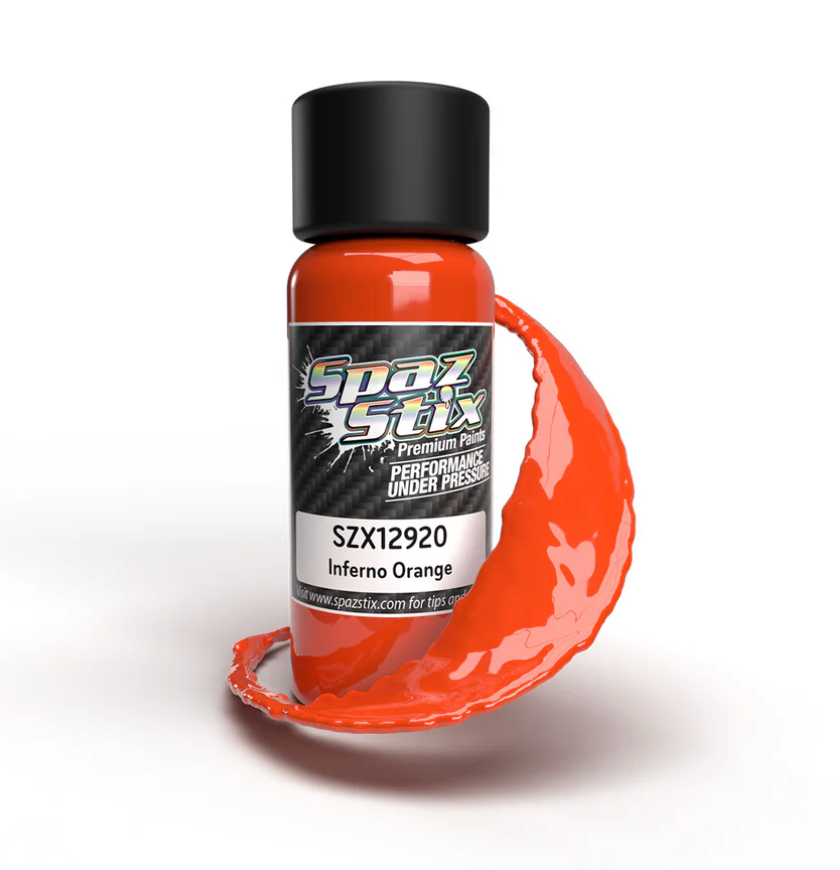 Spaz Stix 12920 Inferno Orange Airbrush Ready Paint, 2oz Bottle — White ...