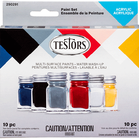 Testors 290291 Acrylic 6 Primary Colors Paint Set