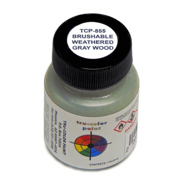 Tru-Color 855 Brushable Flat Weathered Gray Wood 1 oz. Acrylic Model Paint