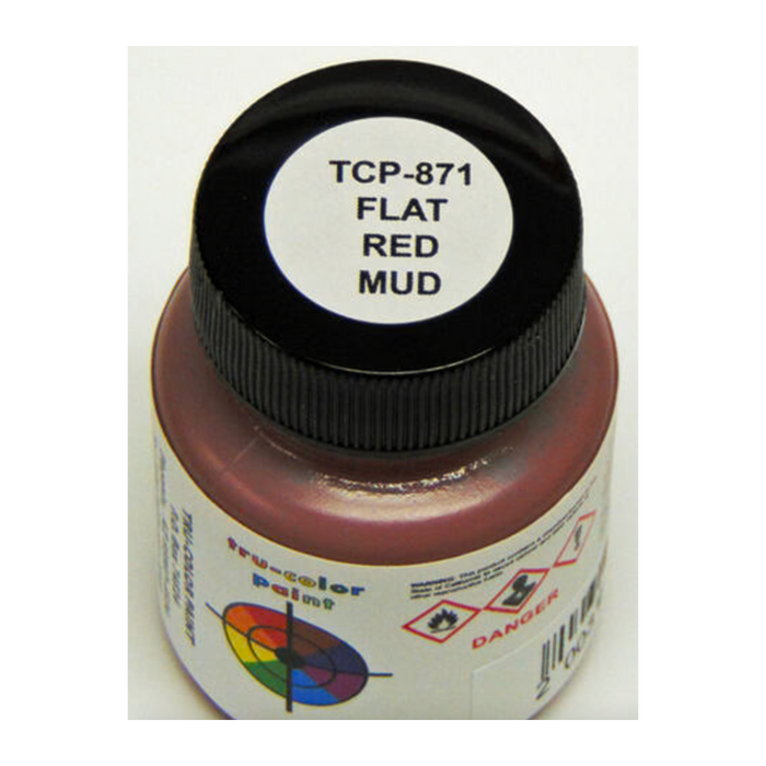 Tru-Color 871 Brushable Flat Red Mud 1 oz. Acrylic Model Paint