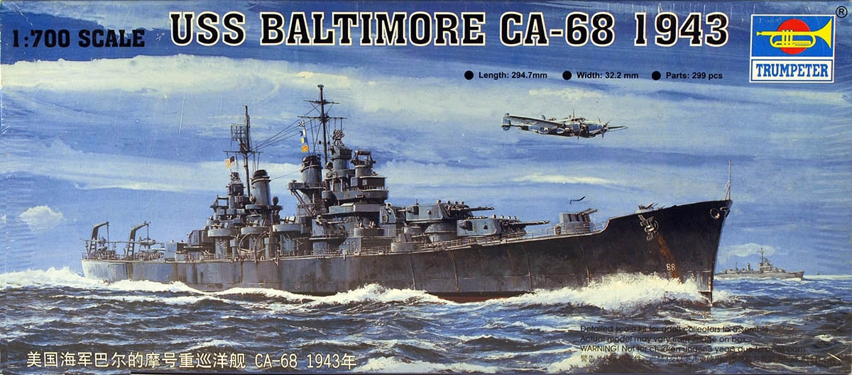 Trumpeter Scale Models 5724 1/700 USS Baltimore CA68 Heavy Crusier 194 ...