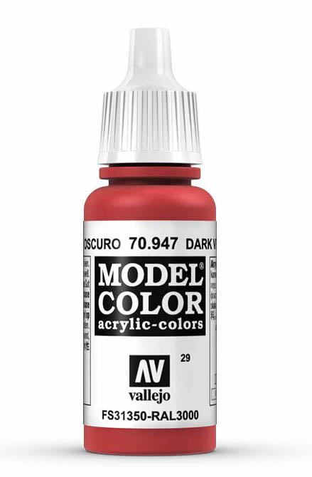 Vallejo 70.947 Dark Vermillion Model Color 17ml Bottle