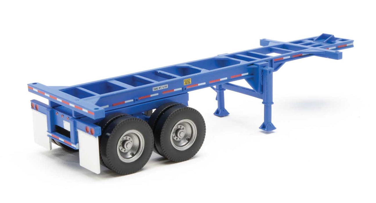 Walthers 949-4501 HO Scale 20' Container Chassis - Blue 2 Pack