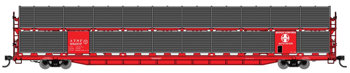 Walthers Mainline 910-8102 HO Scale 89' Bi-Level Shielded Auto Rack Santa Fe ATSF 88012