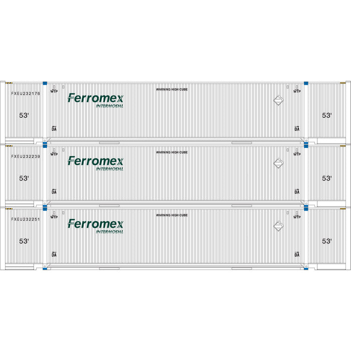 Athearn 29365 HO Scale 53' Jindo Intermodal Container Ferromex FXEU 3-Pack #1