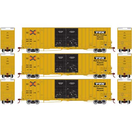 Athearn 75252 HO Scale 60' Gunderson High Cube Boxcar TTX TBOX 3 Pack