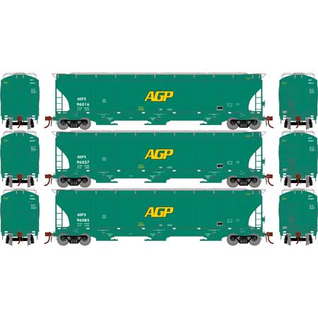 Athearn Genesis G97157 HO Scale Trinity 3 Bay Covered Hopper AG Processing AGP 3 Pack 1