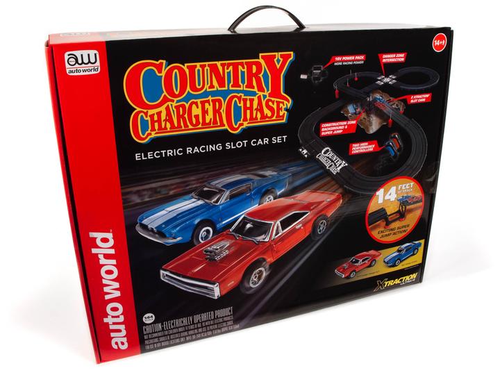 Auto World 33503 HO Scale County Charger Chase 14' Slot Car Racing Set —  White Rose Hobbies