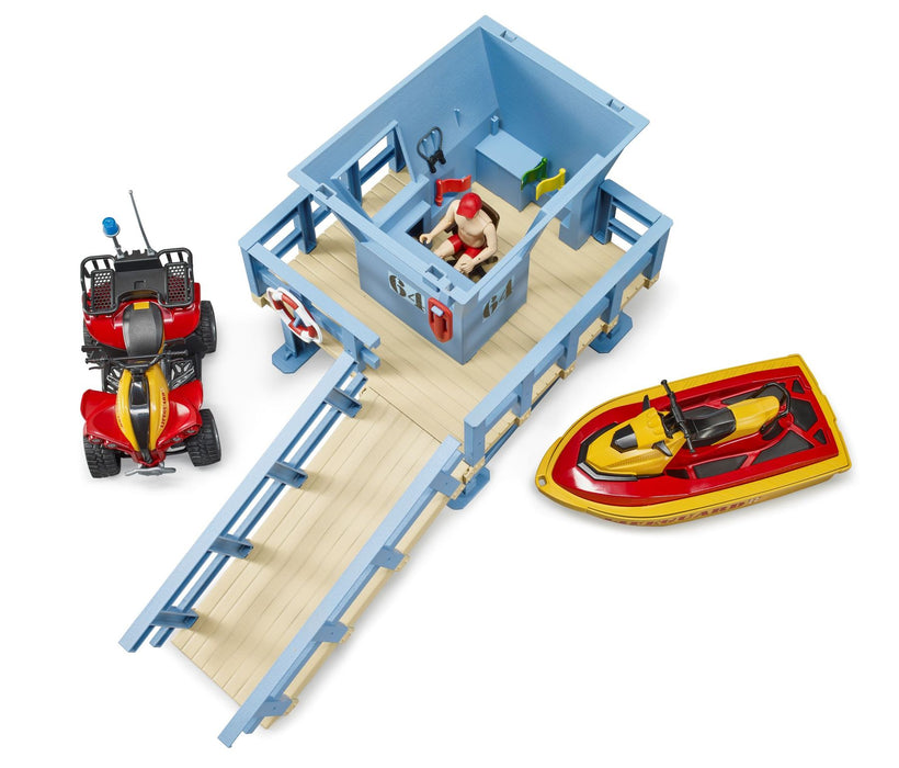 Bruder 62780 Bworld Lifeguard Station Playset with ATV Quad and Jet Ski