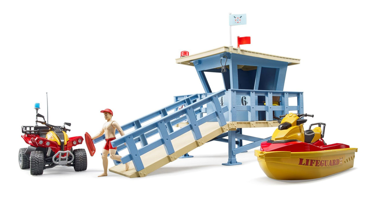 Bruder 62780 Bworld Lifeguard Station Playset with ATV Quad and Jet Ski