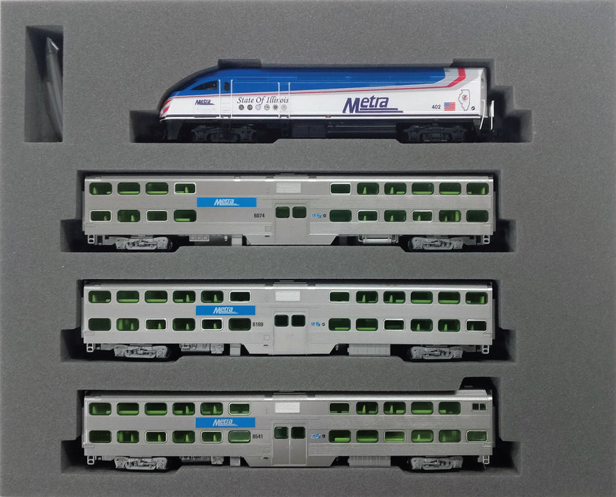 Kato 106-8701DCC N Scale Metra MP36 and 3 Car Train Set with DCC (NO Track or Power)