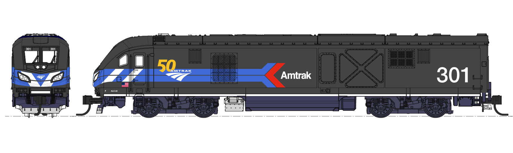 Kato 176-6050S N Scale Siemens ALC-42 Charger Locomotive Amtrak "Day1/50th" 301 DCC and Sound