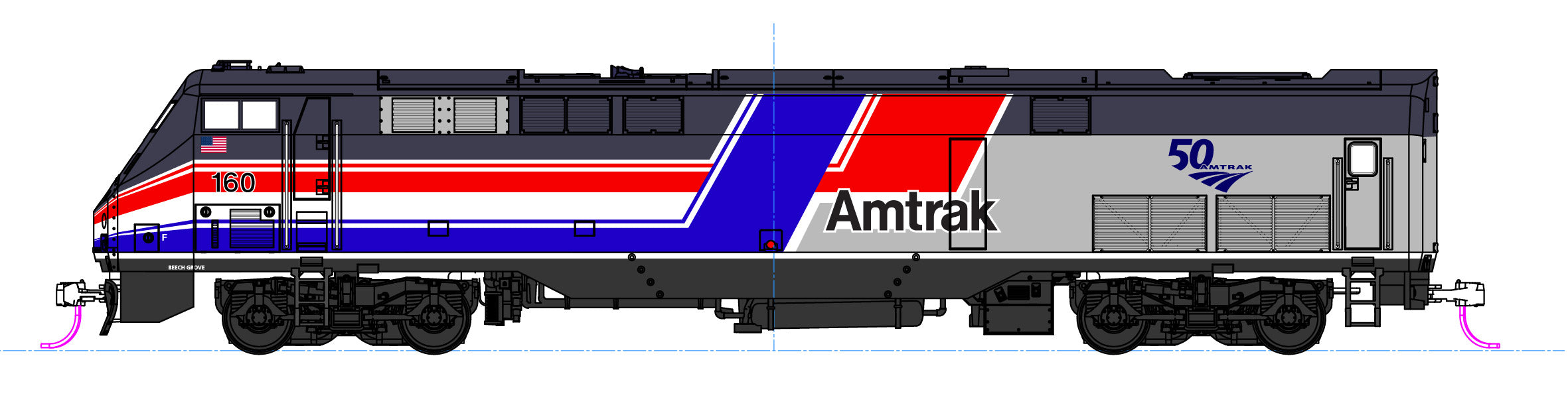 Kato HO Scale ~ Amtrak Phase V Late ~ GE P42 Genesis #17 ~ 37-6117