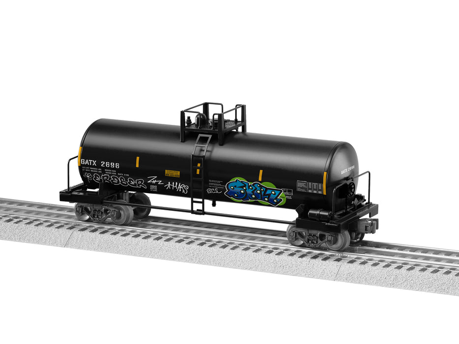 Lionel 2343042 Standard O Gauge Unibody Tank Car with Graffiti GATX 2696