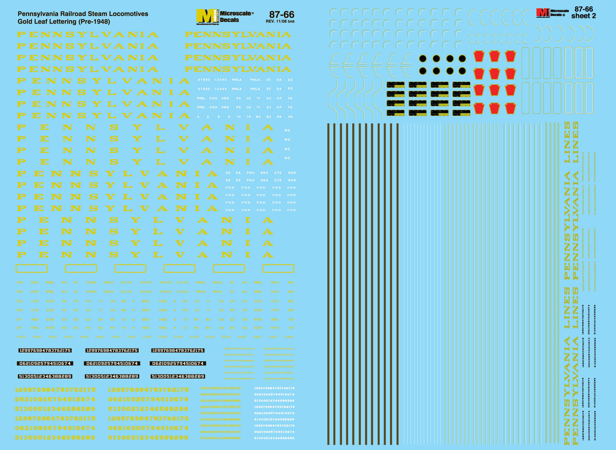 Microscale 87-66 HO Scale Pennsylvania Railroad PRR Pre-1948 Steam Loc ...