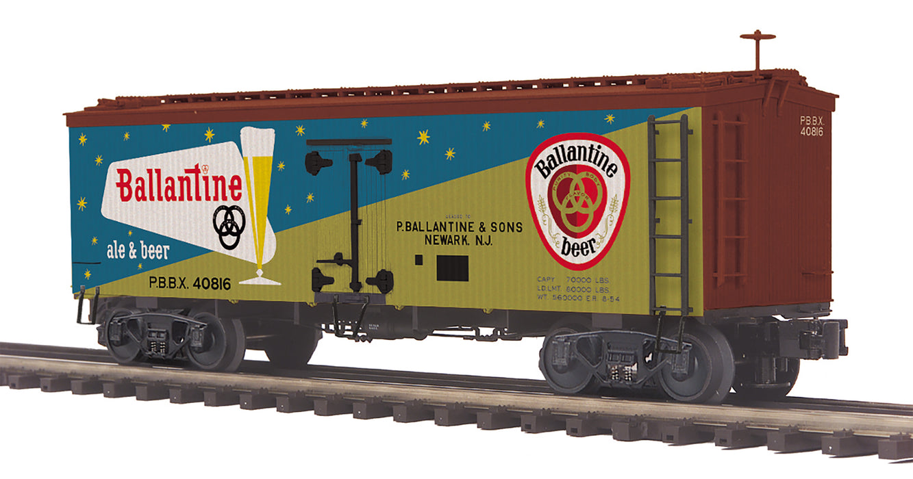 MTH Premier 20-94656 O Scale 36' Wood Reefer Ballantine Beer PBBX