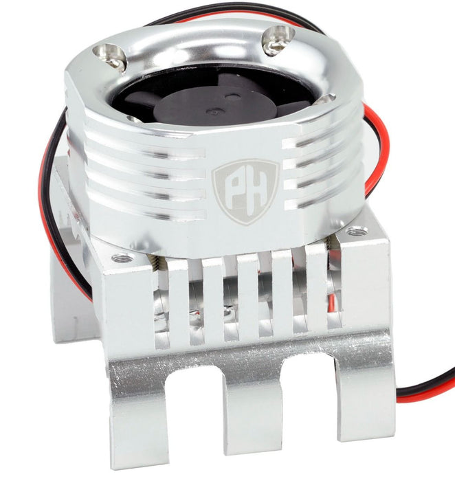 Powerhobby PHT1299 Silver Aluminum High Speed Cooling Fan with Heatsink and LEDs for 1/8 Motors