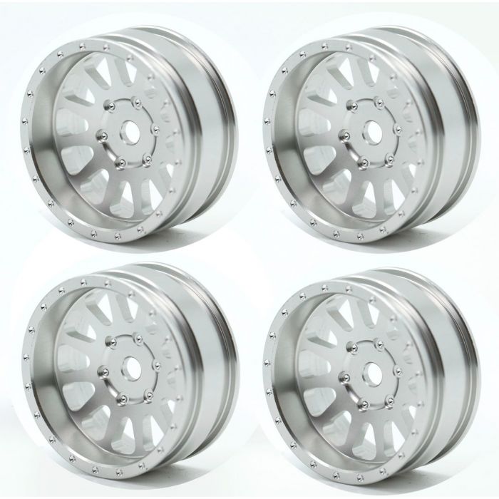 Powerhobby SCX2472 Silver 1.0" Aluminum A24 Beadlock Wheels for SCX24 4 Pack