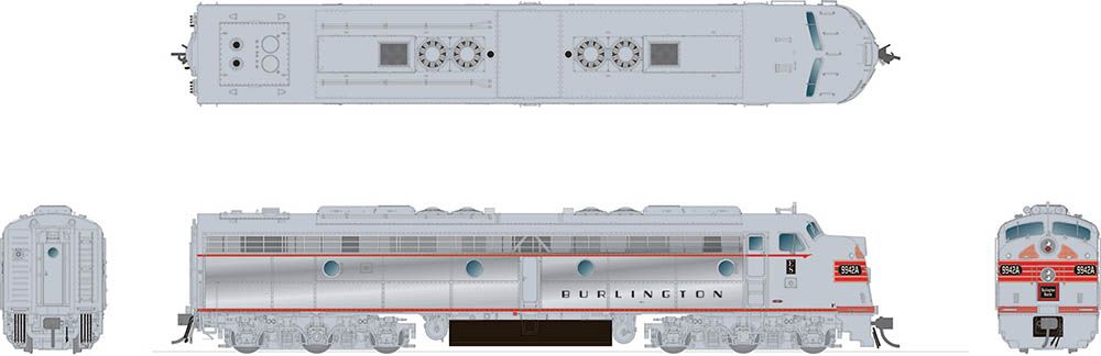 Rapido 028505 HO Scale EMD E8A Burlington CB&Q 9942A with DCC and