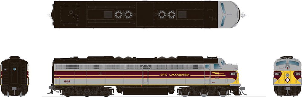 Rapido 028518 HO Scale EMD E8A Erie Lackawanna EL 809 with DCC and LokSound